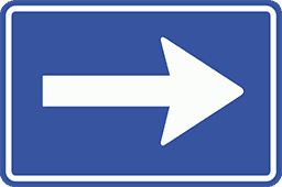 C4 - One-Way to the Right road sign
