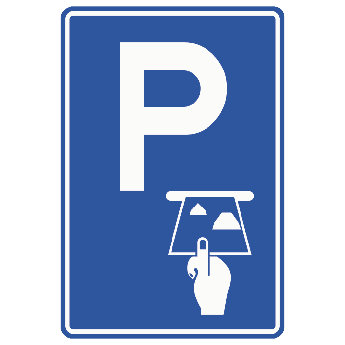 E102 - Paid Parking — Pay by Card road sign