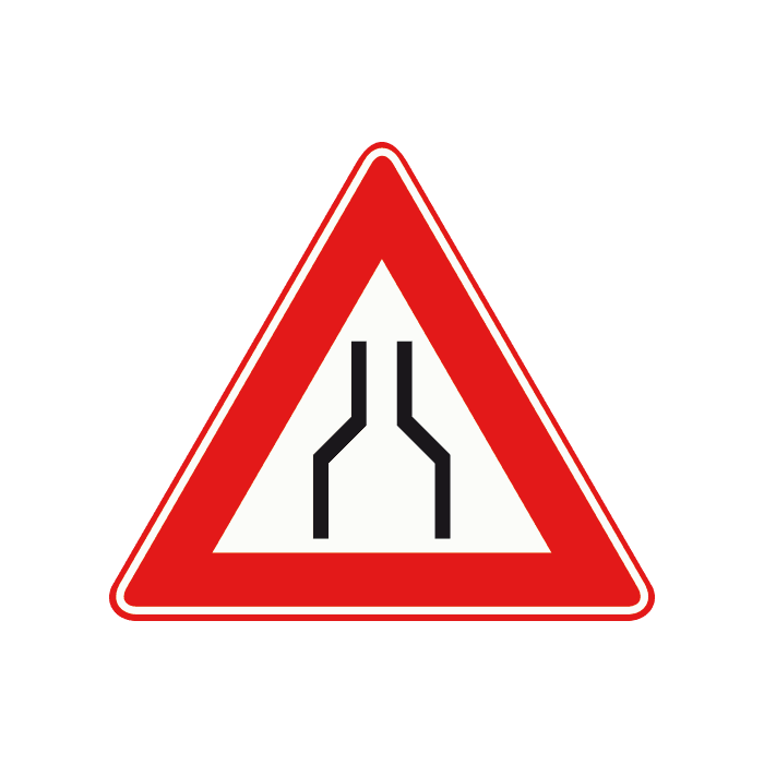 J17 - Carriageway Narrows on Both Sides road sign