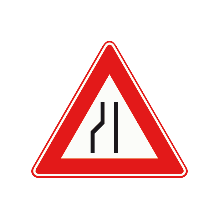 J19 - Carriageway Narrows on the Left road sign
