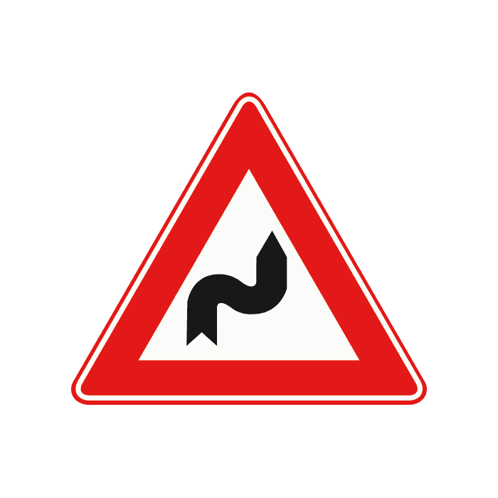 J4 - Double Bend — First Right road sign