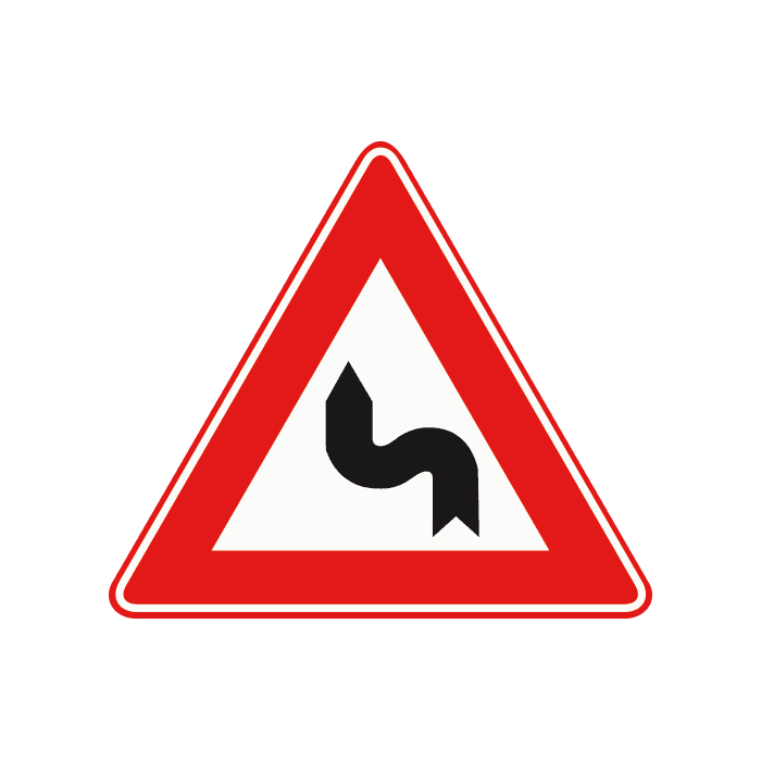 J5 - Double Bend — First Left road sign