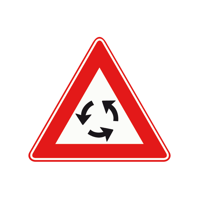J9 - Roundabout Ahead road sign