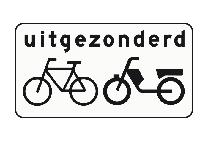 OB-54 - ‘Uitgezonderd’ — Excepted (Generic Category Plate) road sign