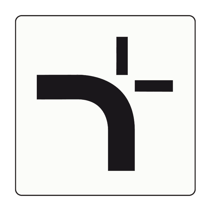 OB-711 - Priority Layout — Divergent Priority Road (Variant 1) road sign