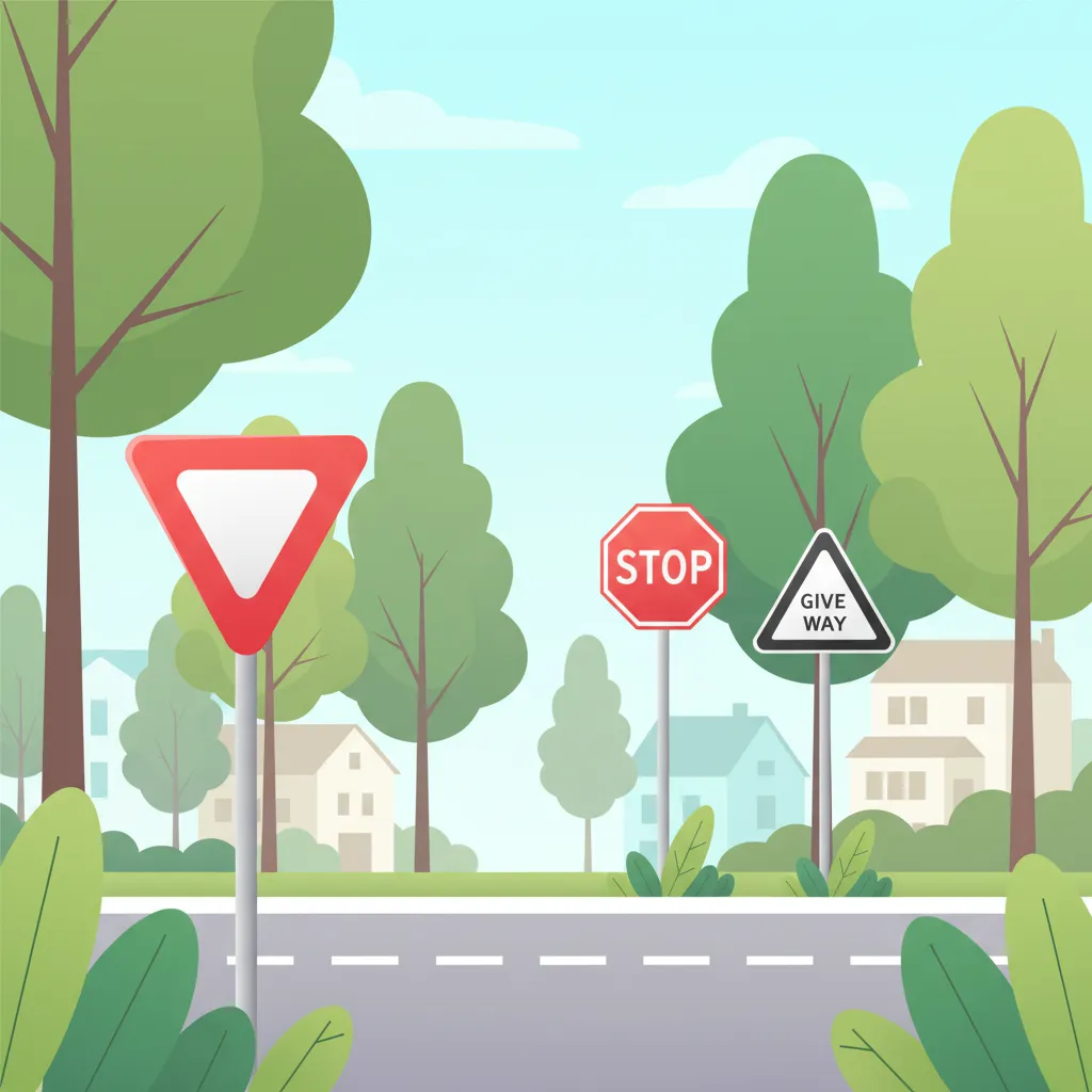 Yield, Stop, and Give Right-of-Way Signs driving theory lesson