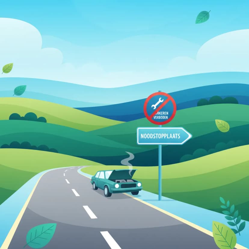 Regels voor de kantlijn en de vluchtstrook voor de Nederlandse rijexamen Theorie