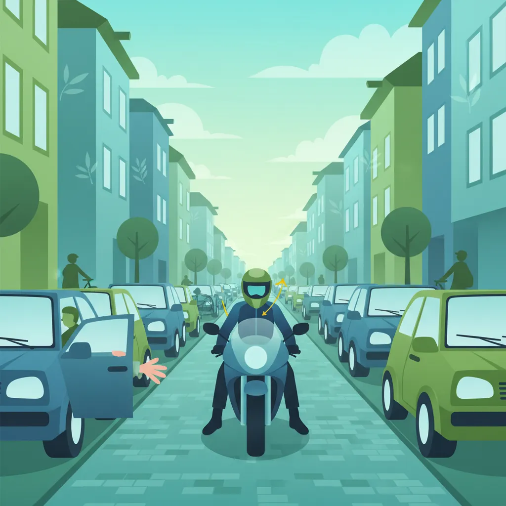 Bezpieczna jazda obok zaparkowanych samochodów (Motocykl A1)