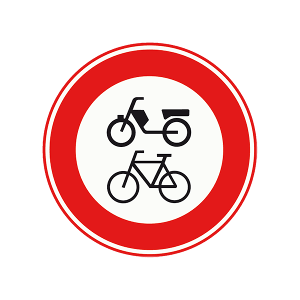 C15 - Closed to Bicycles, Mopeds & Disability Vehicles road sign
