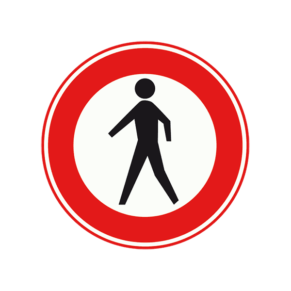 C16 - Closed to Pedestrians road sign