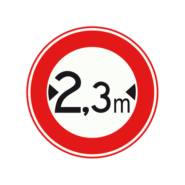 C18 - Closed to Vehicles Wider Than… road sign