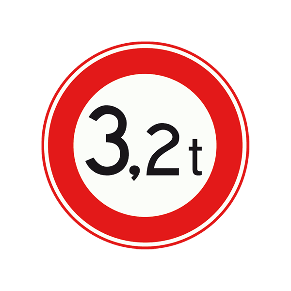 C21 - Closed to Vehicles Over Total Weight… road sign