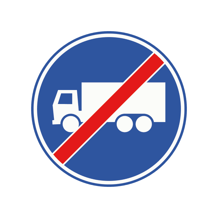 F22 - End of Lorry Lane / Carriageway road sign