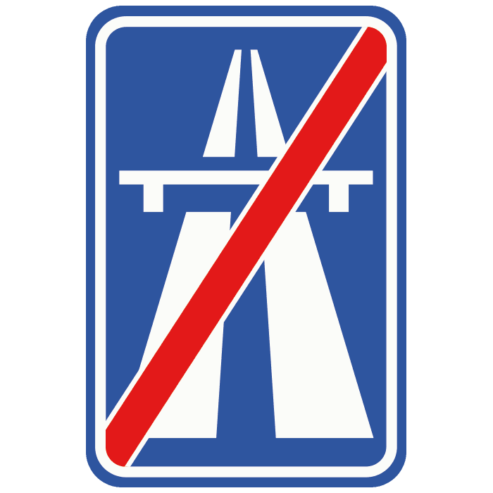 G2 - End of Motorway road sign