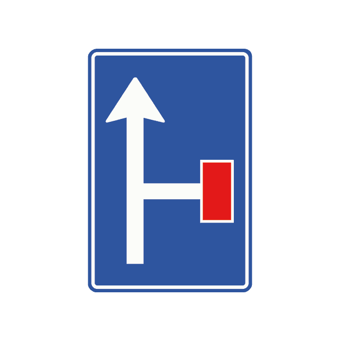 L9 - Advance Warning — Dead-End Road to the Right road sign